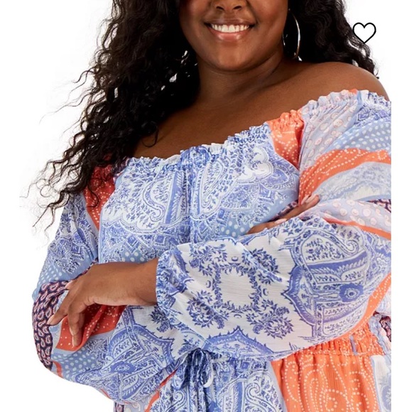 Tommy Hilfiger Patchwork Print off Shoulder Dress 16 - Picture 4 of 12